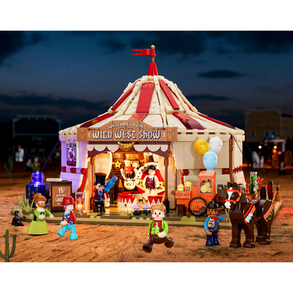 playmobil circus tent Lumibricks L9079 – Traveling Circus – Magic in the Wild West – Brickminded