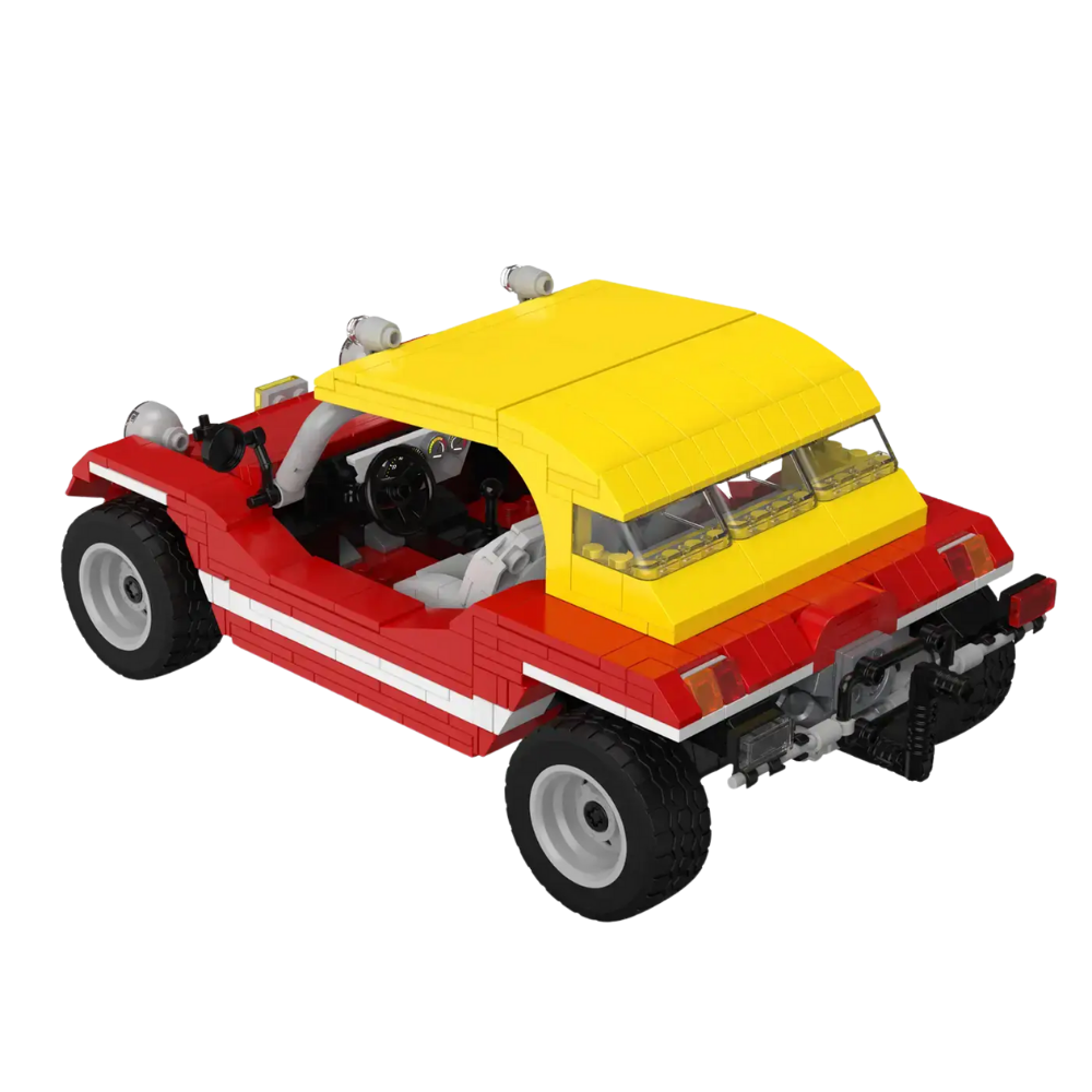 Roter Buggy mit gelbem Dach