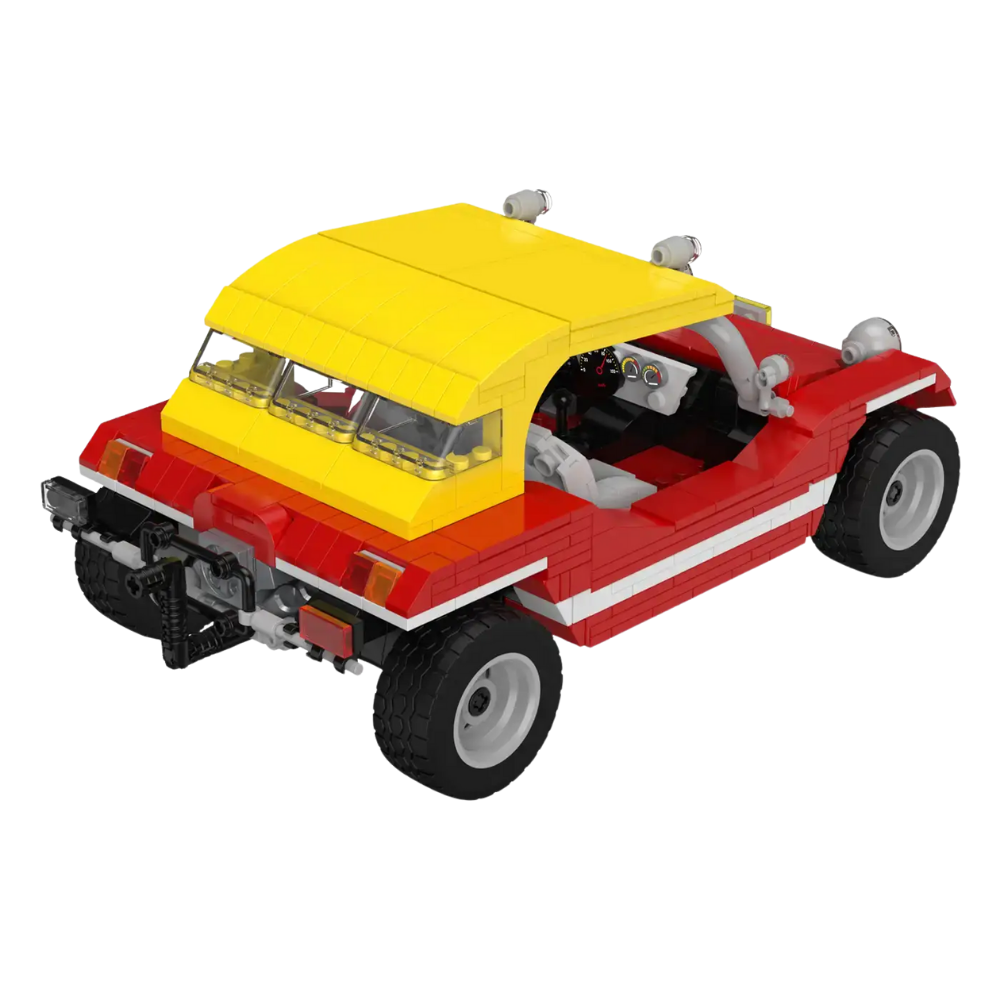 Roter Buggy mit gelbem Dach