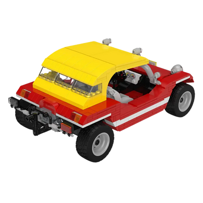 Roter Buggy mit gelbem Dach