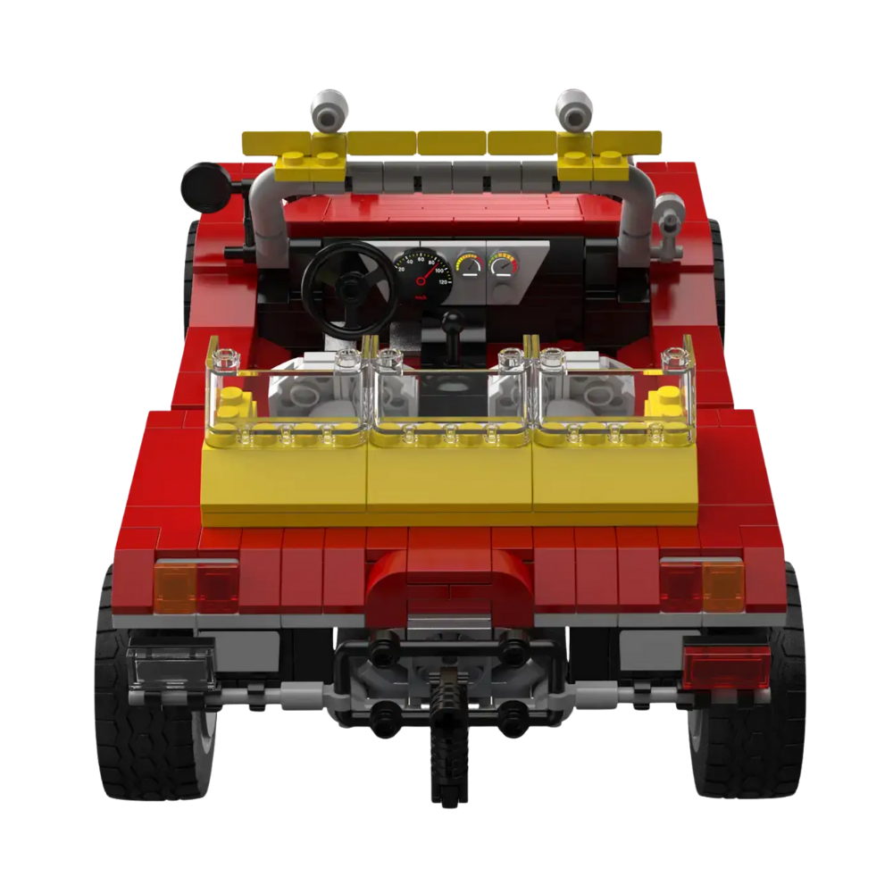 Roter Buggy mit gelbem Dach