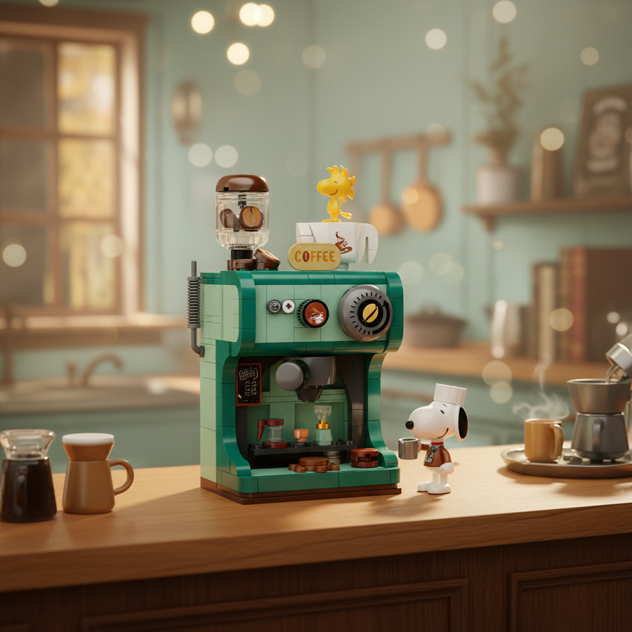Snoopy-Kaffeemaschine Hero-Bild für Meta Ads