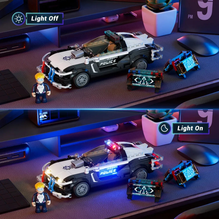 Cyberpunk-Streifenwagen