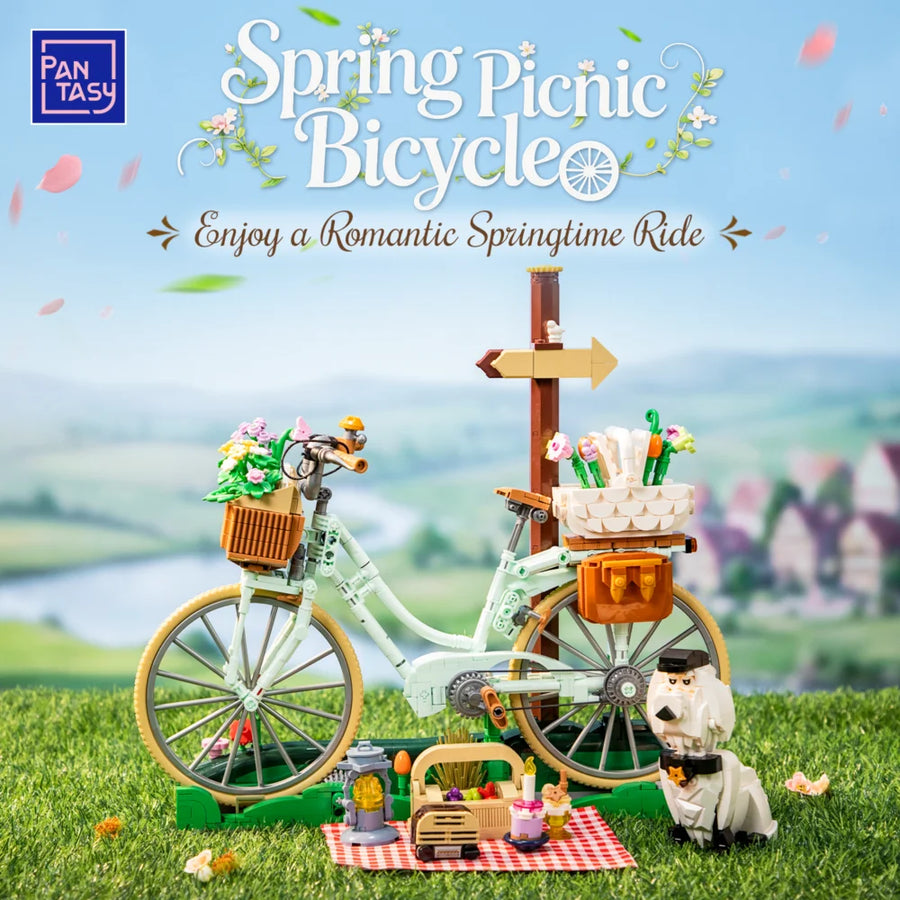 Retro-Frühlings-Picknickfahrrad