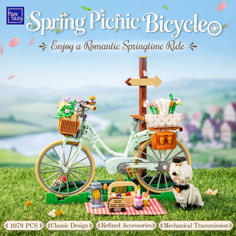 Retro-Frühlings-Picknickfahrrad