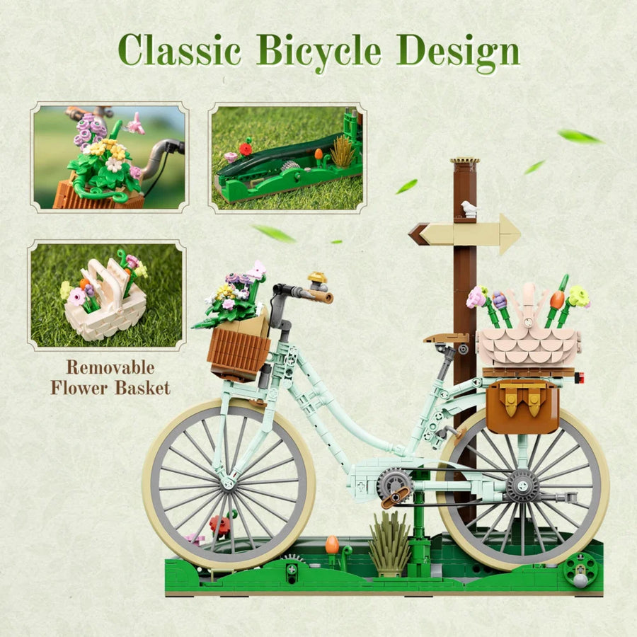 Retro-Frühlings-Picknickfahrrad